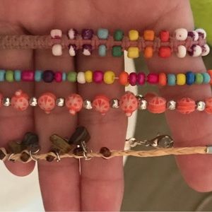Boho Stretch/Adjustable Rainbow & Tiger Eye Bracelet Lot of 4